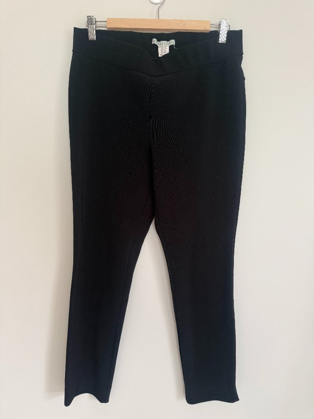 Cleo Women Black Stretch Pull On Straight Leg Leggings Petite Size L